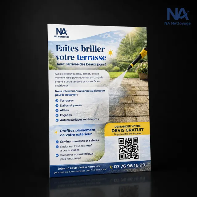Flyer « Faites briller votre terrasse » pour NA Nettoyage