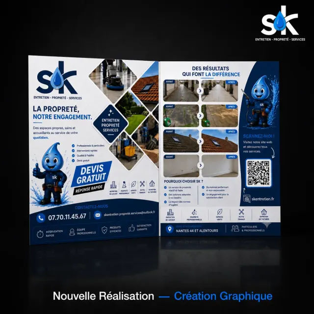 Flyer recto-verso réalisé pour SK Entretien