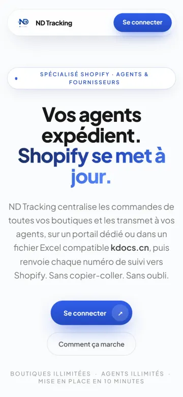 Version mobile du site ND Tracking