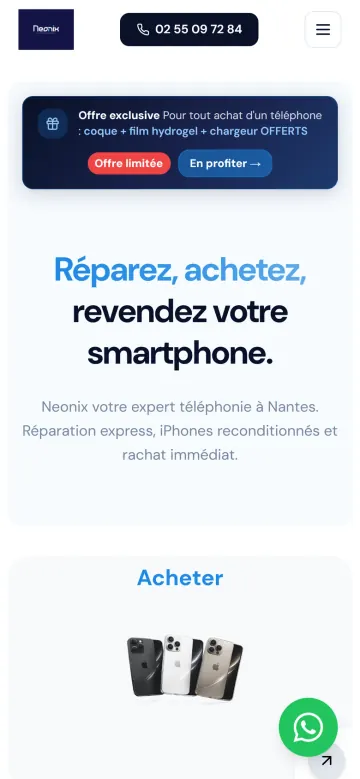 Version mobile du site Neonix