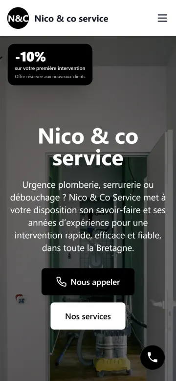 Version mobile du site Nico & Co Service