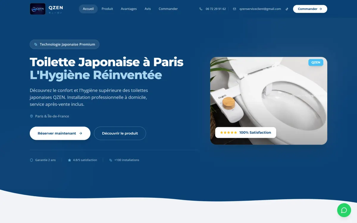 Page d’accueil du site QZEN sur ordinateur