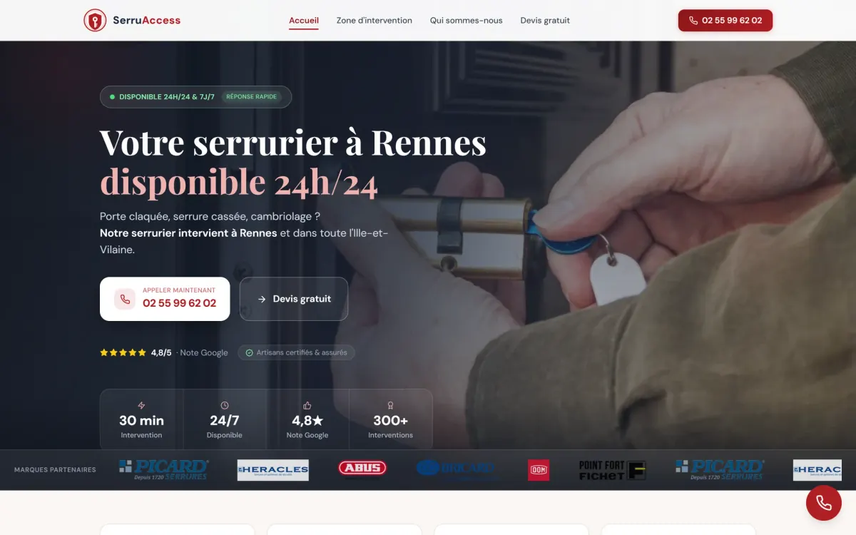 Page d’accueil du site SerruAccess sur ordinateur